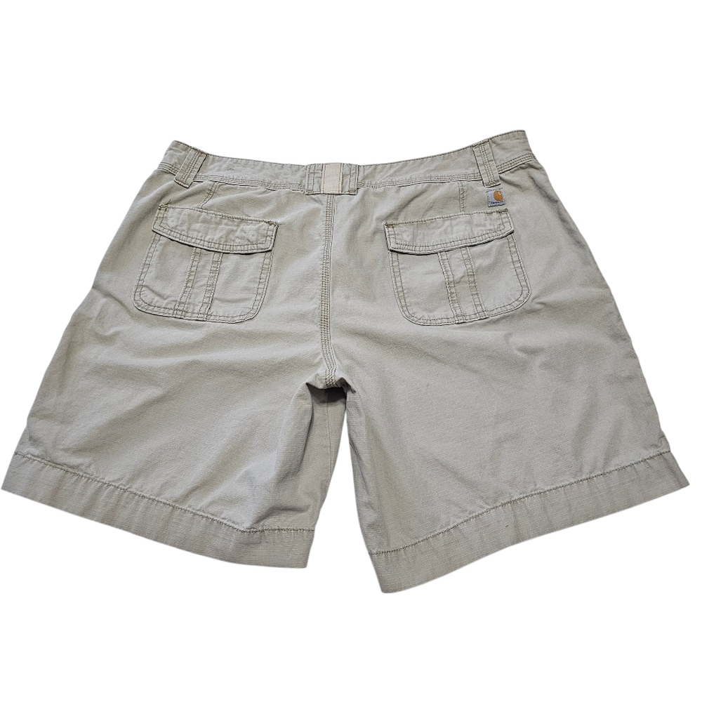 Carhartt Women's Relaxed Fit Adjustable Cuff Shorts In Khaki Beige Sz 16 - Picture 3 of 7